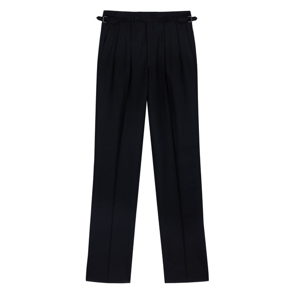 Aleks Black Wool Flannel Trousers