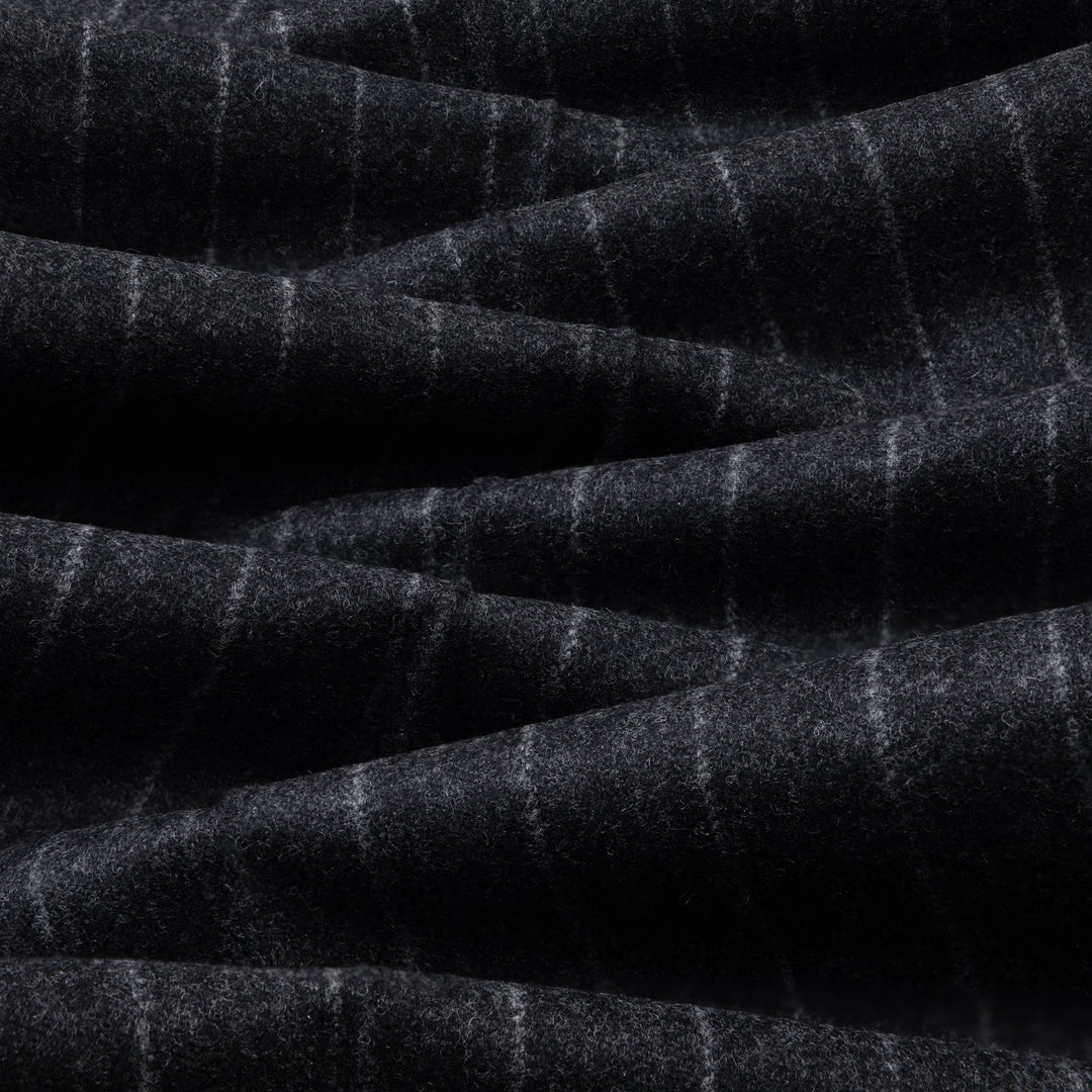 Aleks Dark Grey Chalkstripe Wool Flannel Trousers