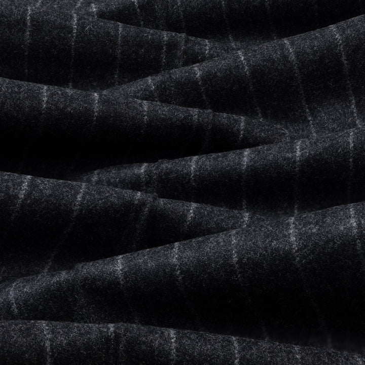 Aleks Dark Grey Chalkstripe Wool Flannel Trousers