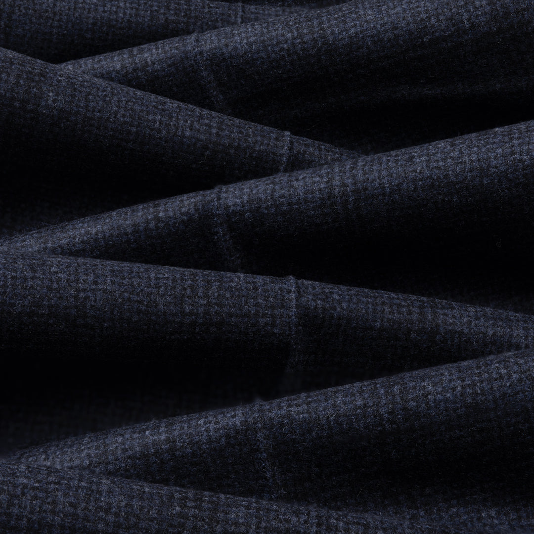 Aleks Dark Navy Check Wool Flannel Trousers