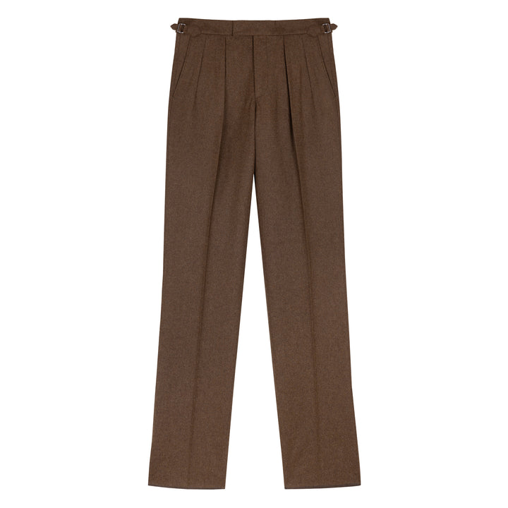 Aleks Brown Fox Brothers Wool Flannel Trousers