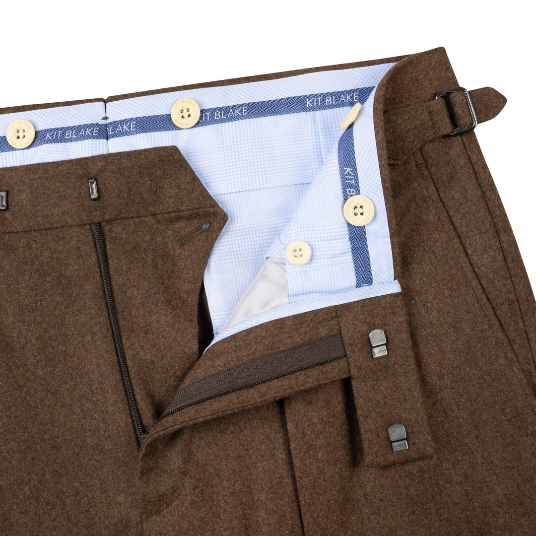 Aleks Brown Fox Brothers Wool Flannel Trousers