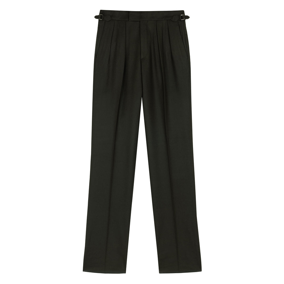 Aleks Olive Fox Brothers & Permanent Style Wool Flannel Trousers