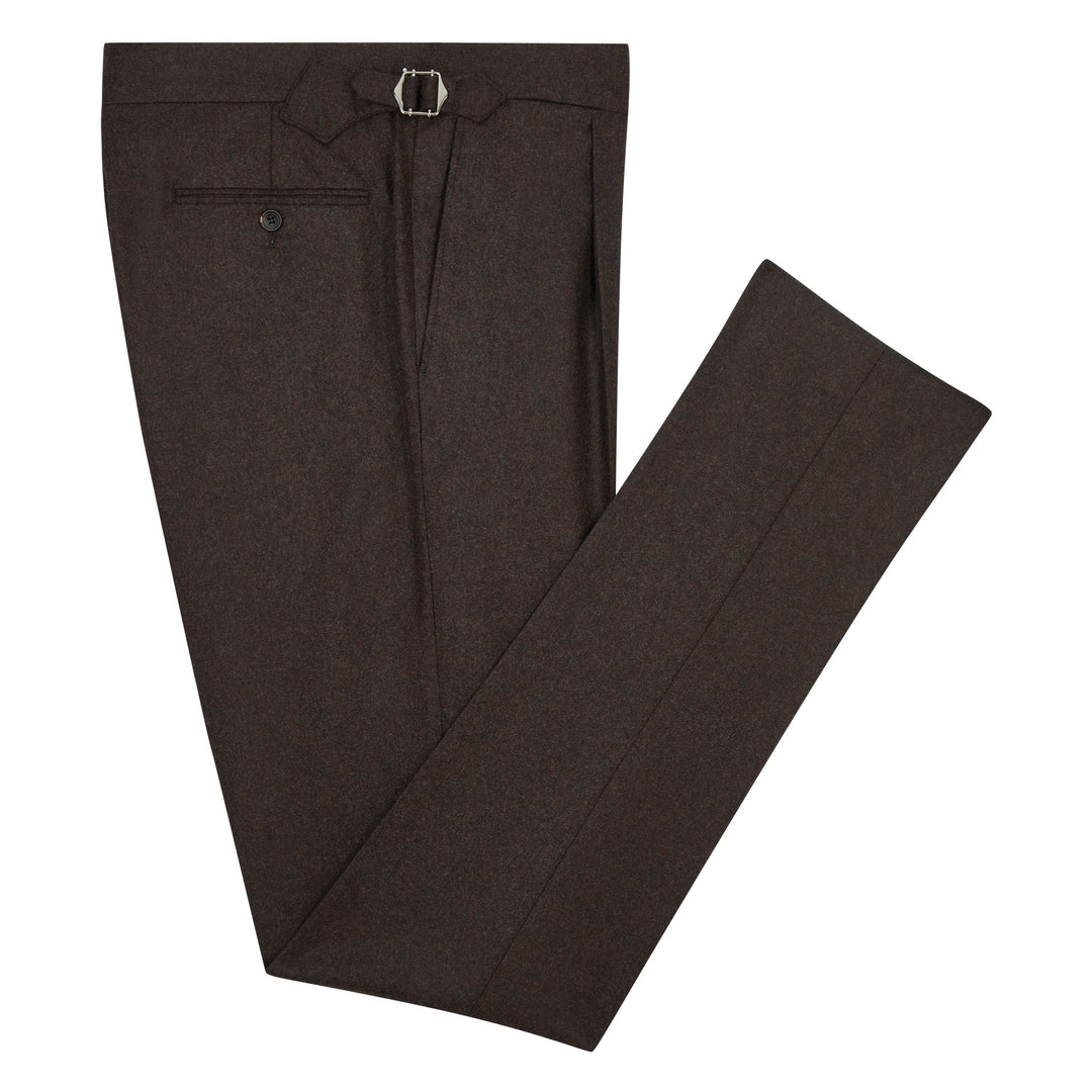 Delon Brown Wool Flannel Trousers