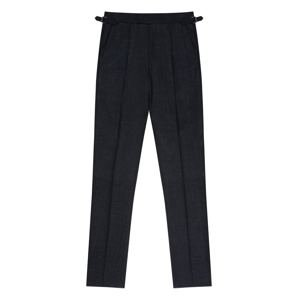 Delon Dark Grey Fresco Wool Trousers-Kit Blake-Savile Row Inspired