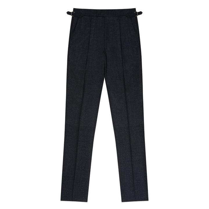 Delon Dark Grey Fresco Wool Trousers-Kit Blake-Savile Row Inspired