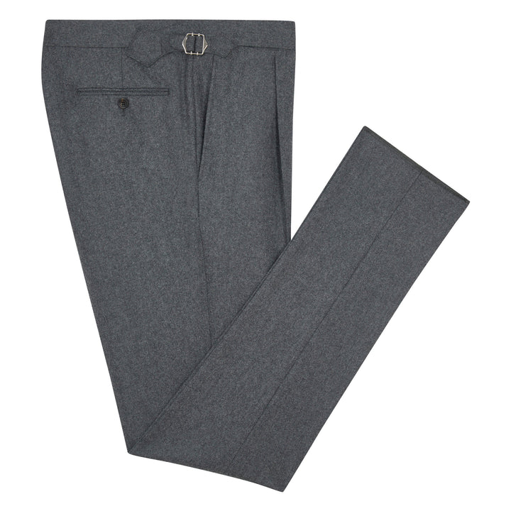 Delon Dark Grey Wool Flannel Trousers