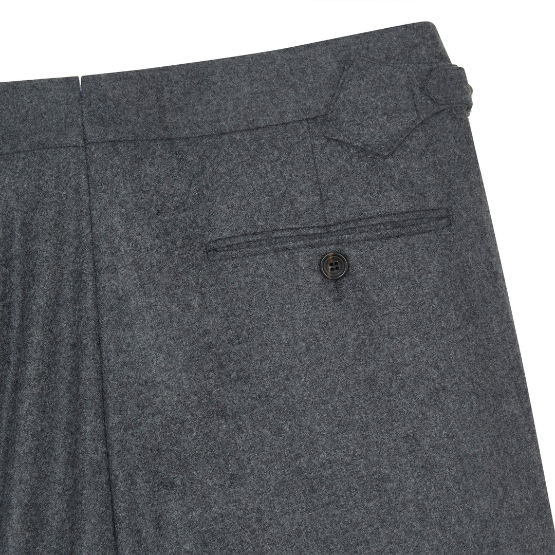 Delon Dark Grey Wool Flannel Trousers