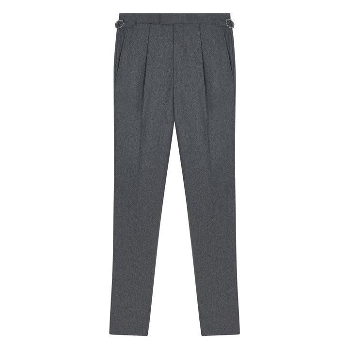 Delon Dark Grey Wool Flannel Trousers