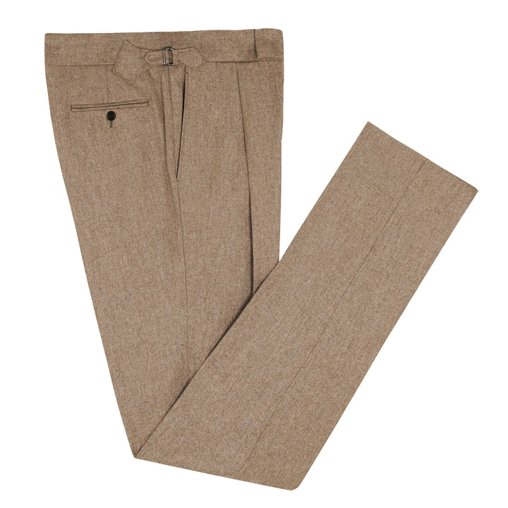 Delon Fawn Wool Flannel Trousers-Kit Blake