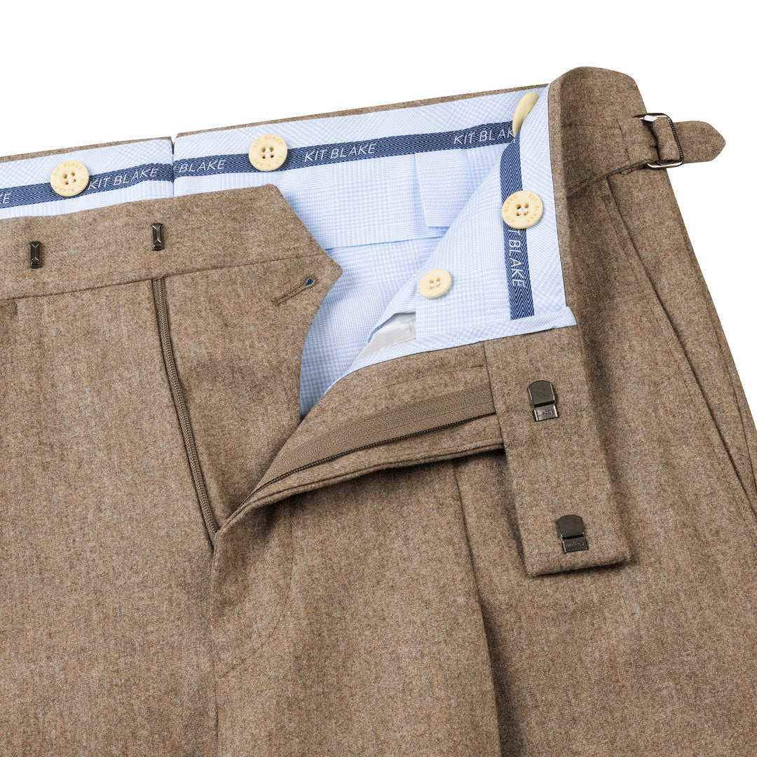 Delon Fawn Wool Flannel Trousers-Kit Blake
