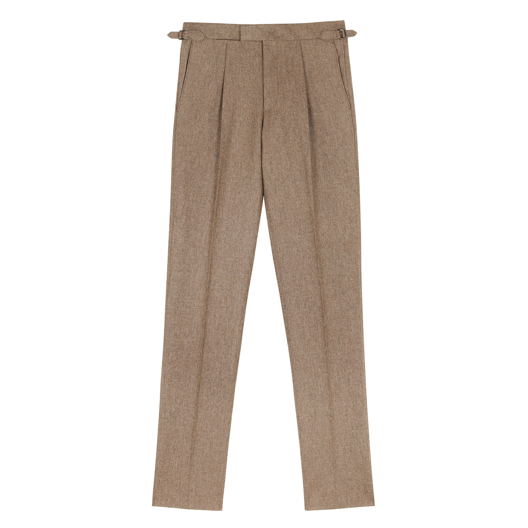 Delon Fawn Wool Flannel Trousers-Kit Blake
