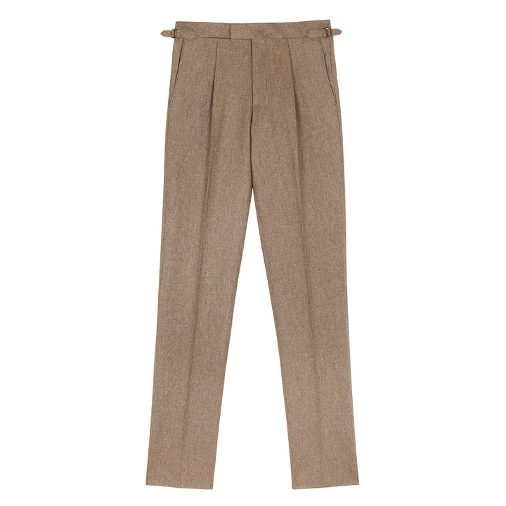 Delon Fawn Wool Flannel Trousers-Kit Blake