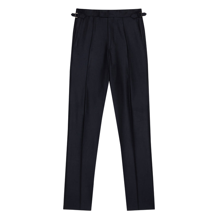 Delon Black Wool Flannel Trousers