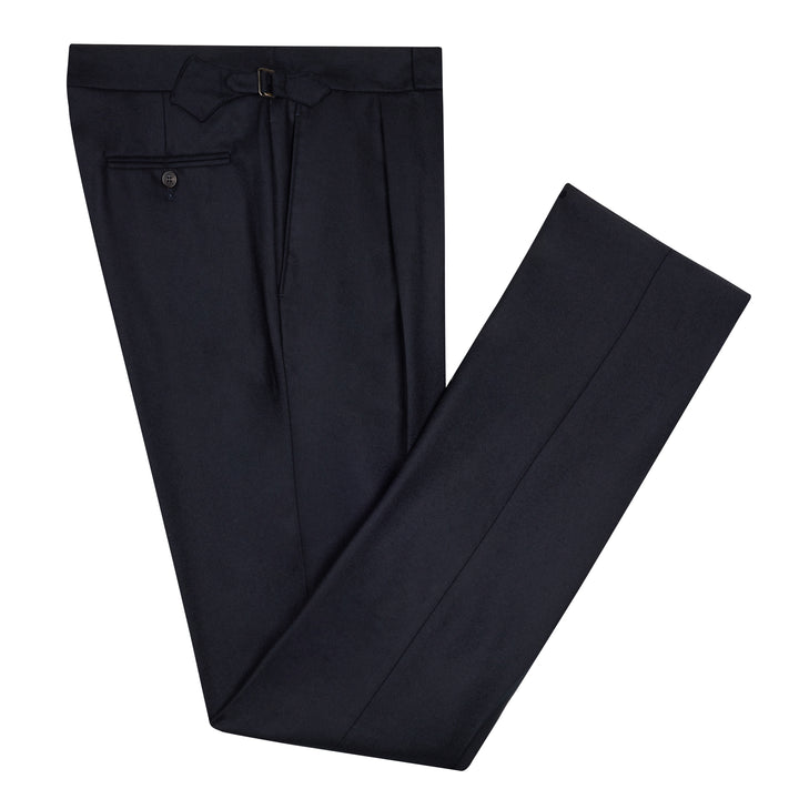 Delon Black Wool Flannel Trousers