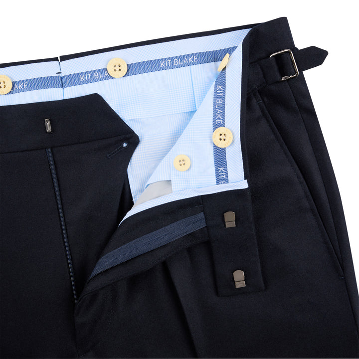 Delon Black Wool Flannel Trousers