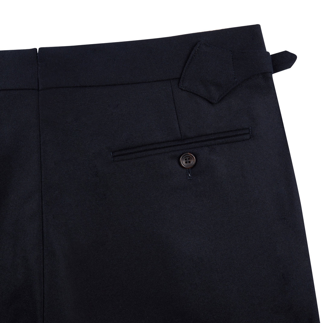 Delon Black Wool Flannel Trousers