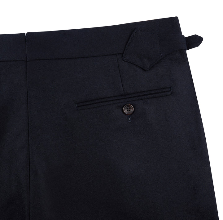Delon Black Wool Flannel Trousers