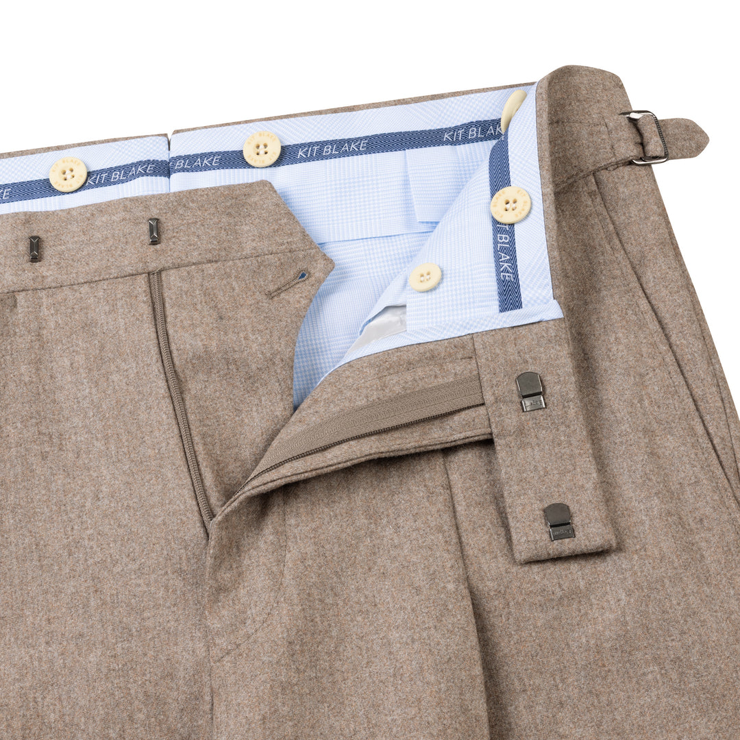 Delon Fawn Wool Flannel Trousers