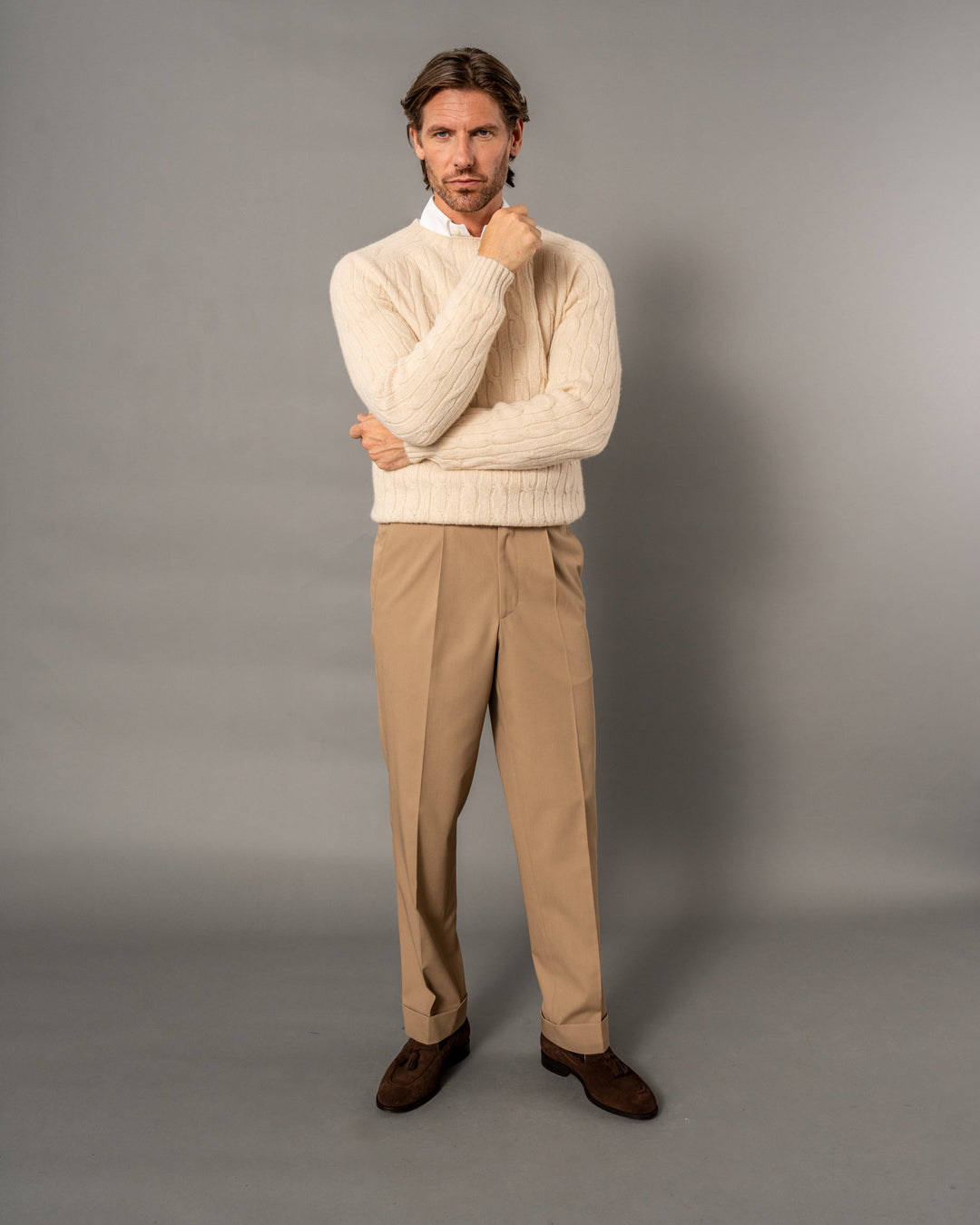 Duke Beige Cotton Twill Trousers