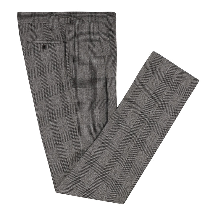 Duke Brown Check Wool Flannel Trousers-Kit Blake