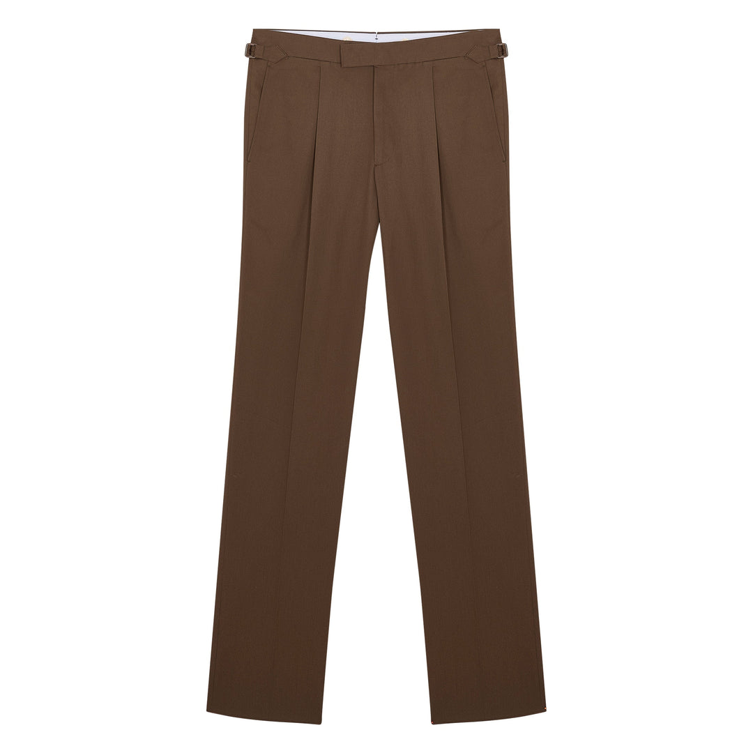 Duke Brown Cotton Twill Trousers-Kit Blake-savilerowtrousers