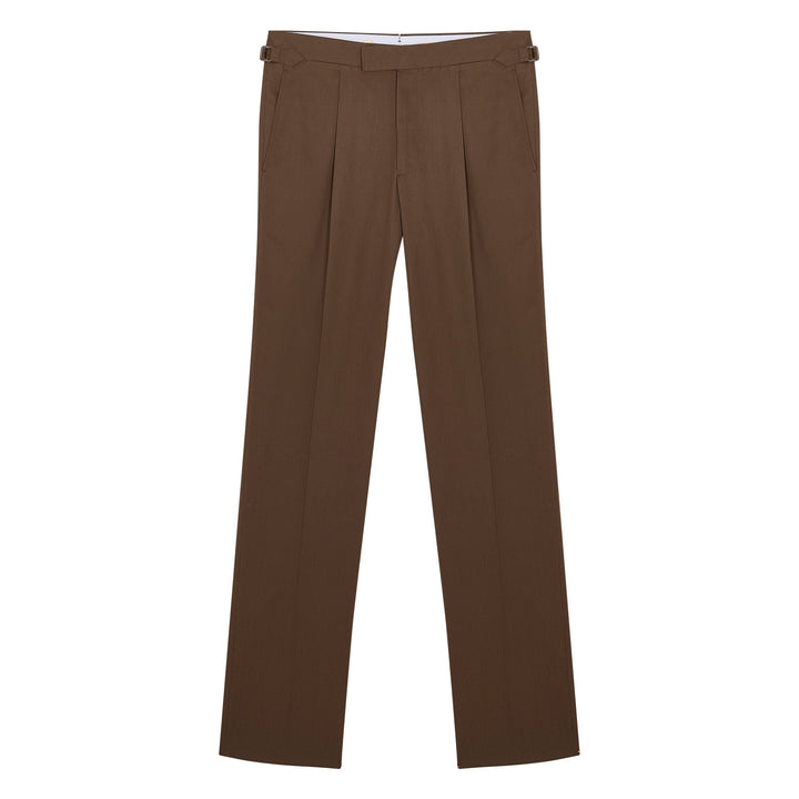 Duke Brown Cotton Twill Trousers-Kit Blake-savilerowtrousers