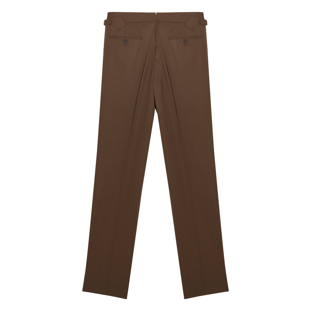 Duke Brown Cotton Twill Trousers-Kit Blake-savilerowtrousers