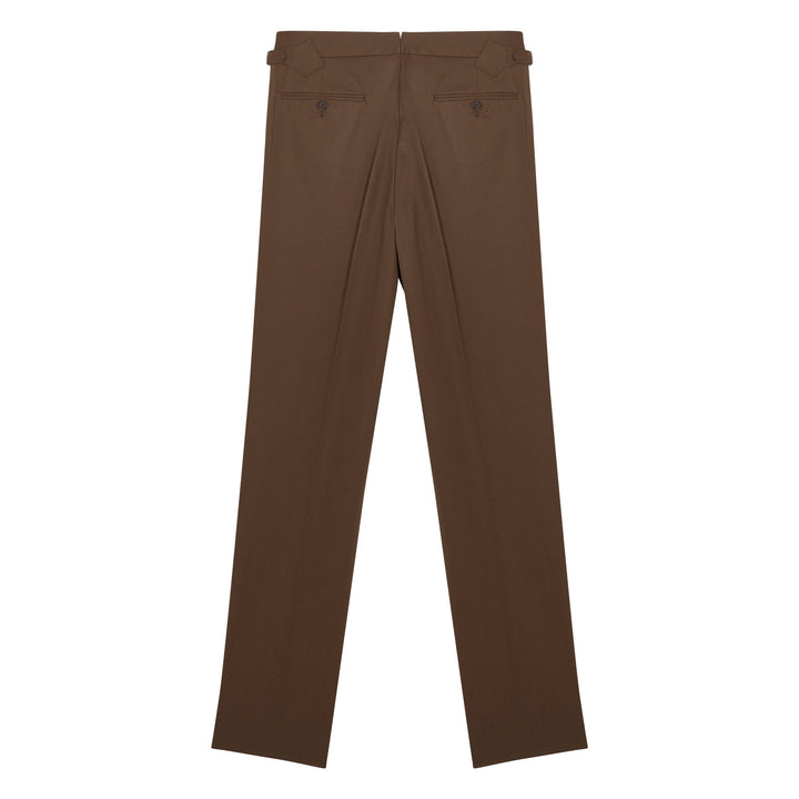 Duke Brown Cotton Twill Trousers-Kit Blake-savilerowtrousers