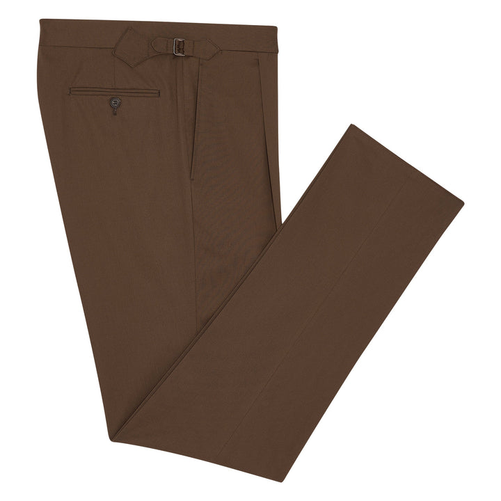 Duke Brown Cotton Twill Trousers-Kit Blake-savilerowtrousers