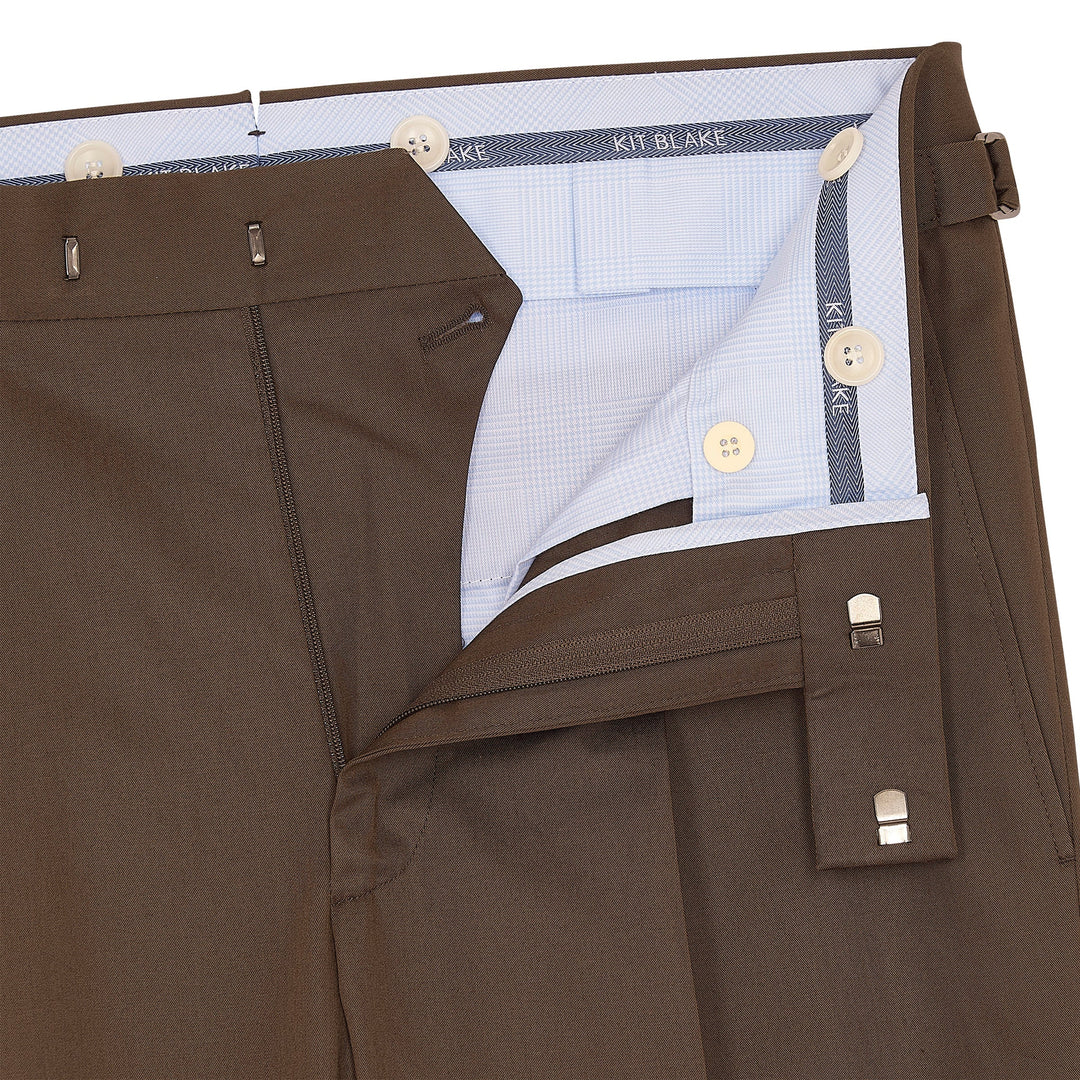 Duke Brown Cotton Twill Trousers-Kit Blake-savilerowtrousers