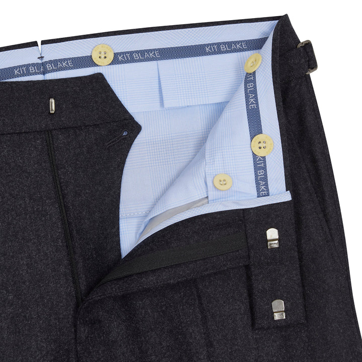 Duke Charcoal Flannel trousers-Kit Blake-savilerowtrousers