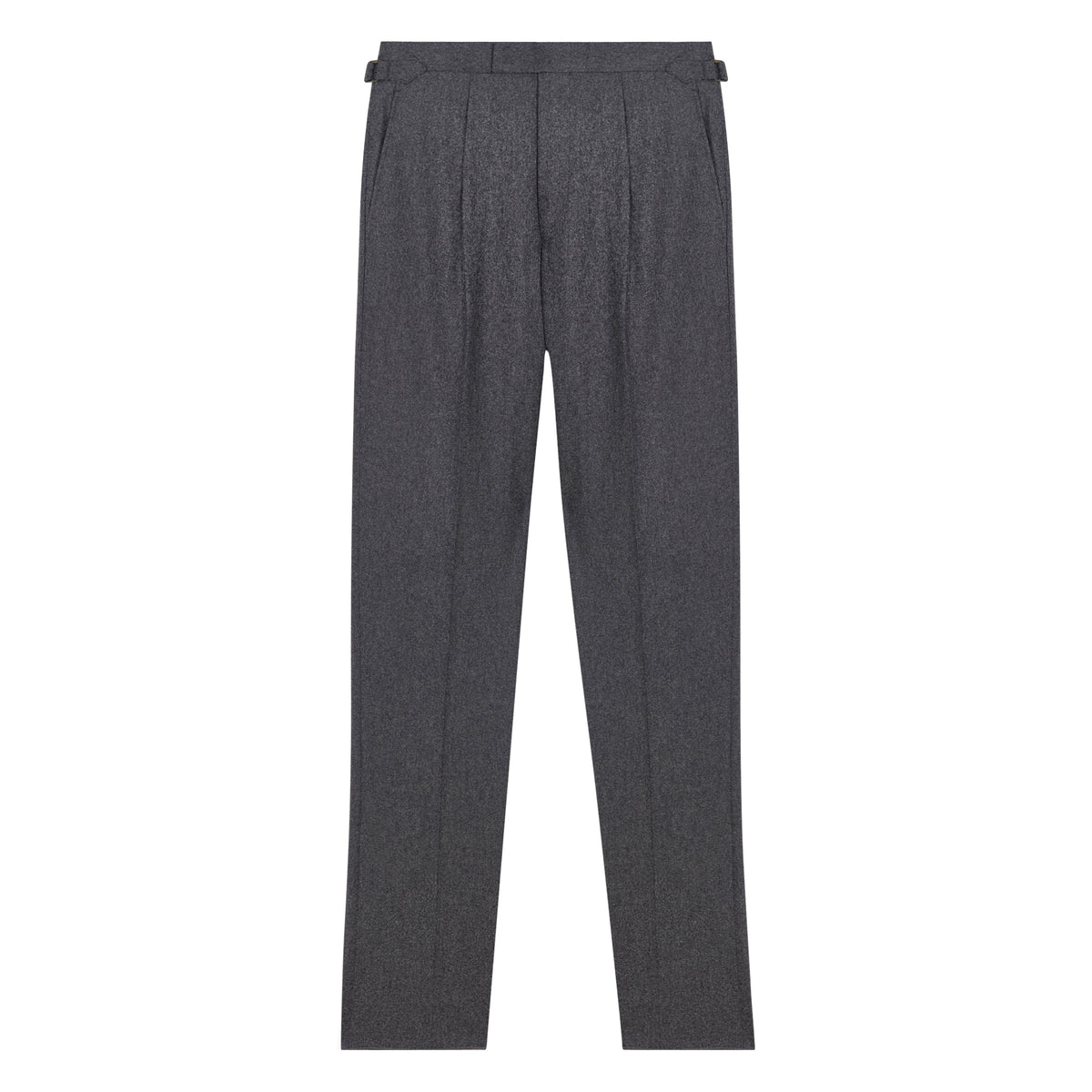 The Duke dark-grey flannel trousers, front view