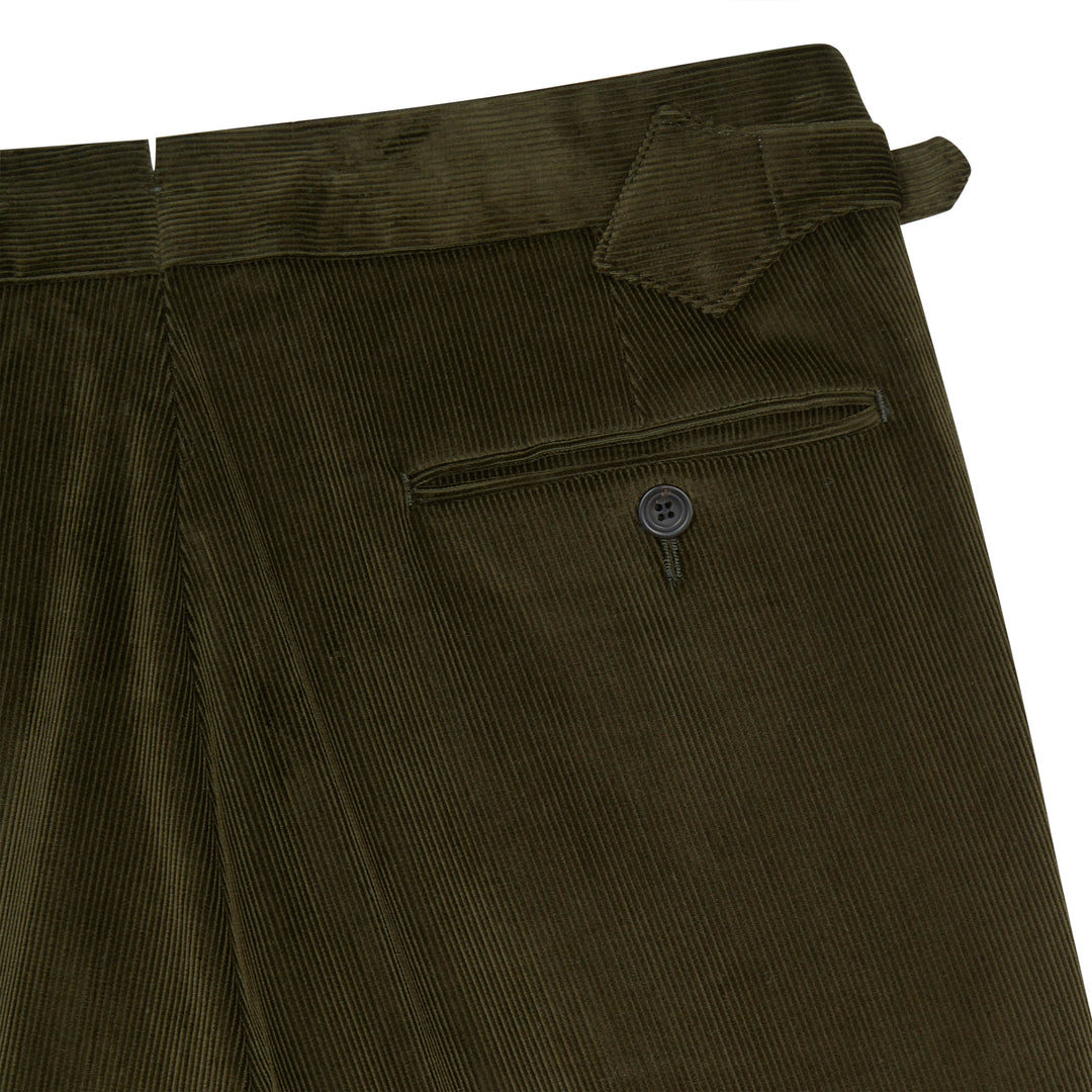 Duke Dark Olive Cotton Corduroy Trousers