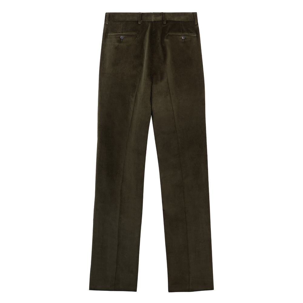 Duke Dark Olive Cotton Corduroy Trousers-Kit Blake