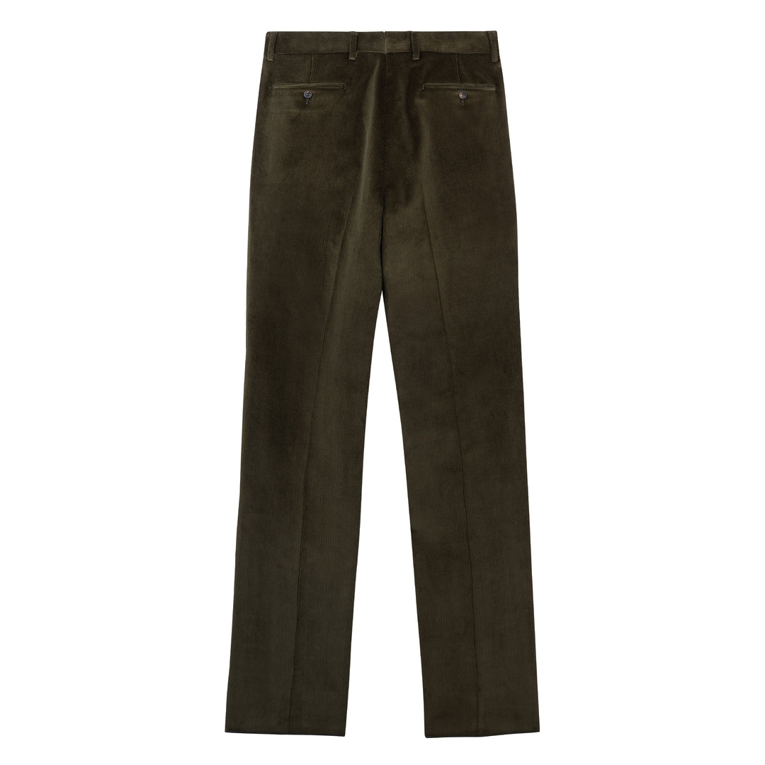Duke Dark Olive Cotton Corduroy Trousers-Kit Blake