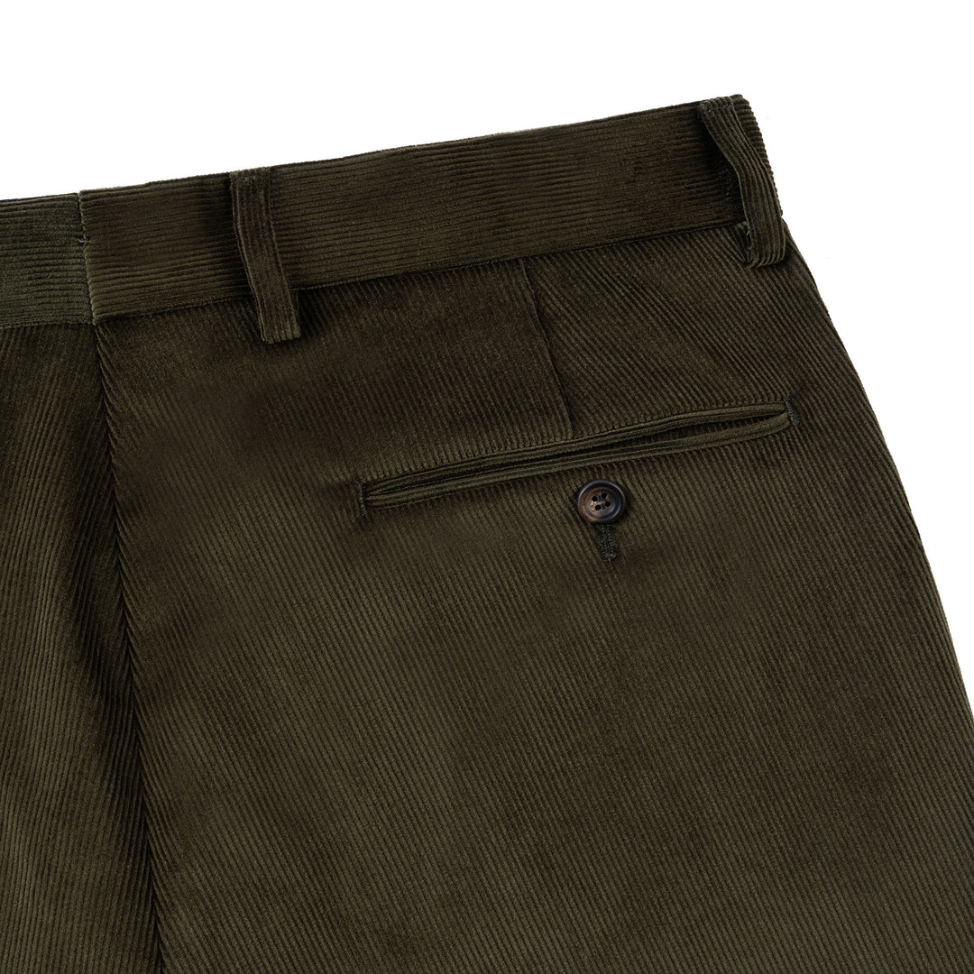 Duke Dark Olive Cotton Corduroy Trousers-Kit Blake