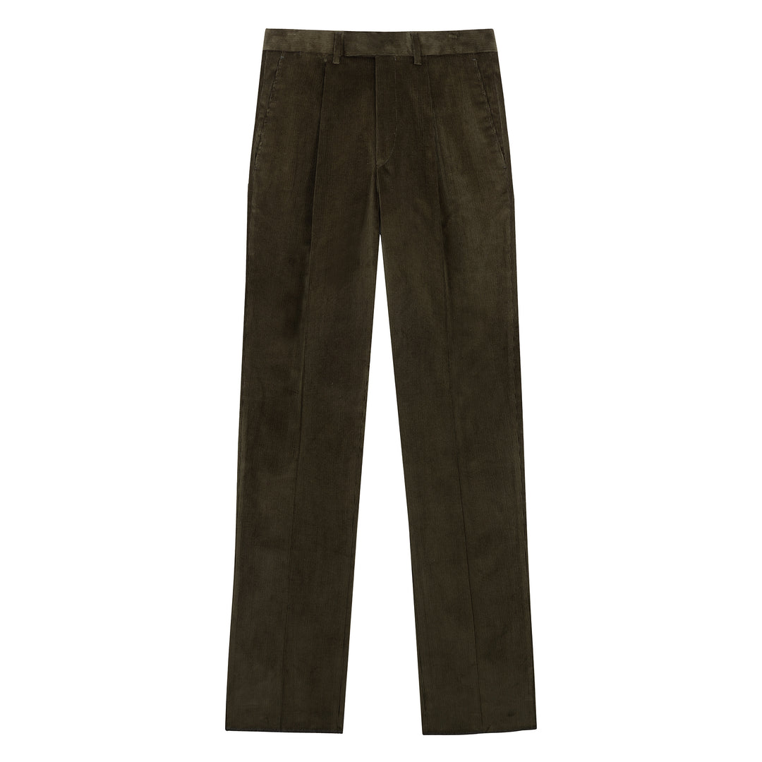 Duke Dark Olive Cotton Corduroy Trousers-Kit Blake