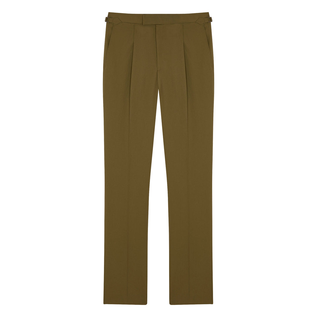 Duke Green Cotton And Linen Trousers-Kit Blake-savilerowtrousers