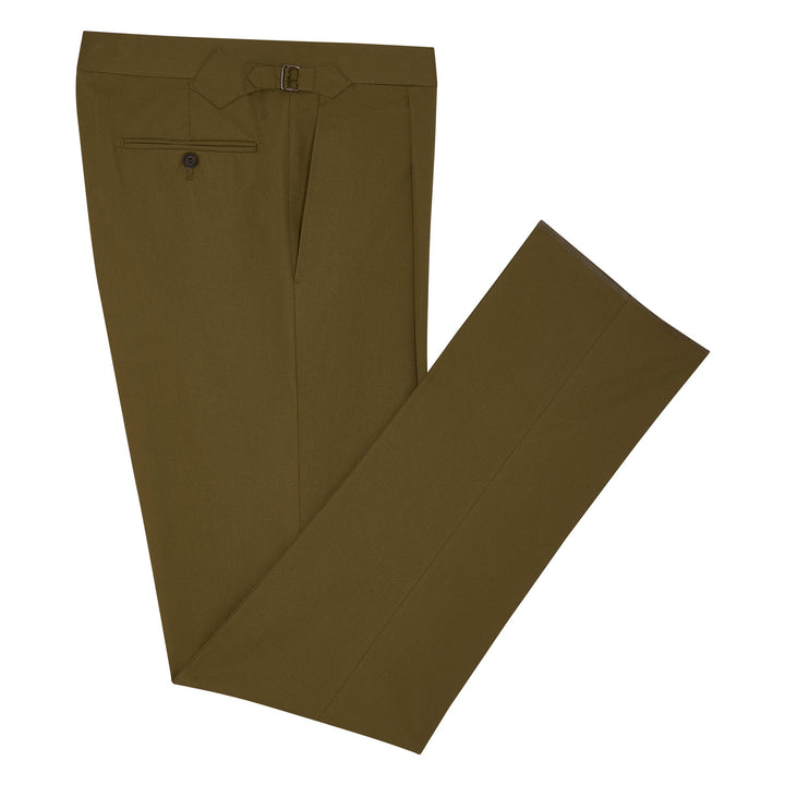 Duke Green Cotton And Linen Trousers-Kit Blake-savilerowtrousers