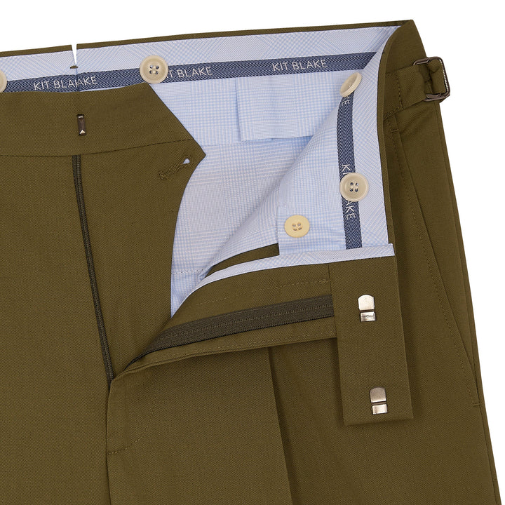 Duke Green Cotton And Linen Trousers-Kit Blake-savilerowtrousers