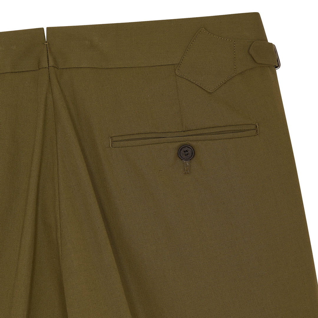 Duke Green Cotton And Linen Trousers-Kit Blake-savilerowtrousers