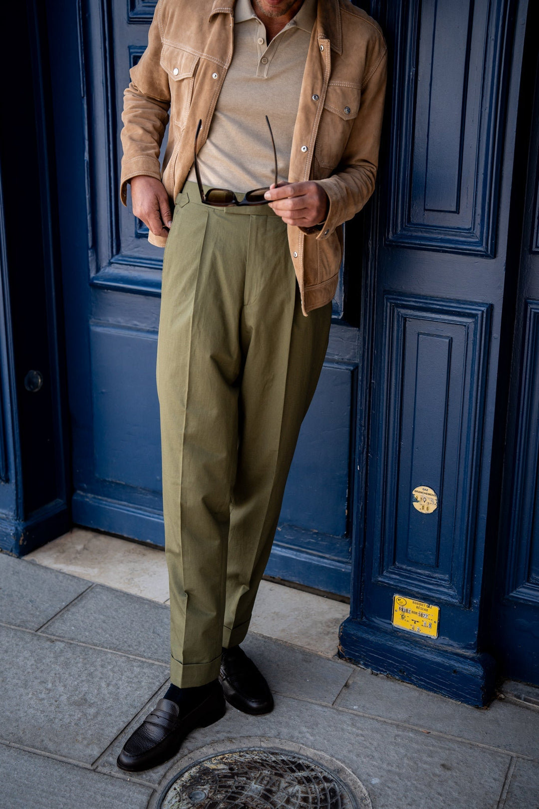 Duke Green Cotton And Linen Trousers-Kit Blake-savilerowtrousers