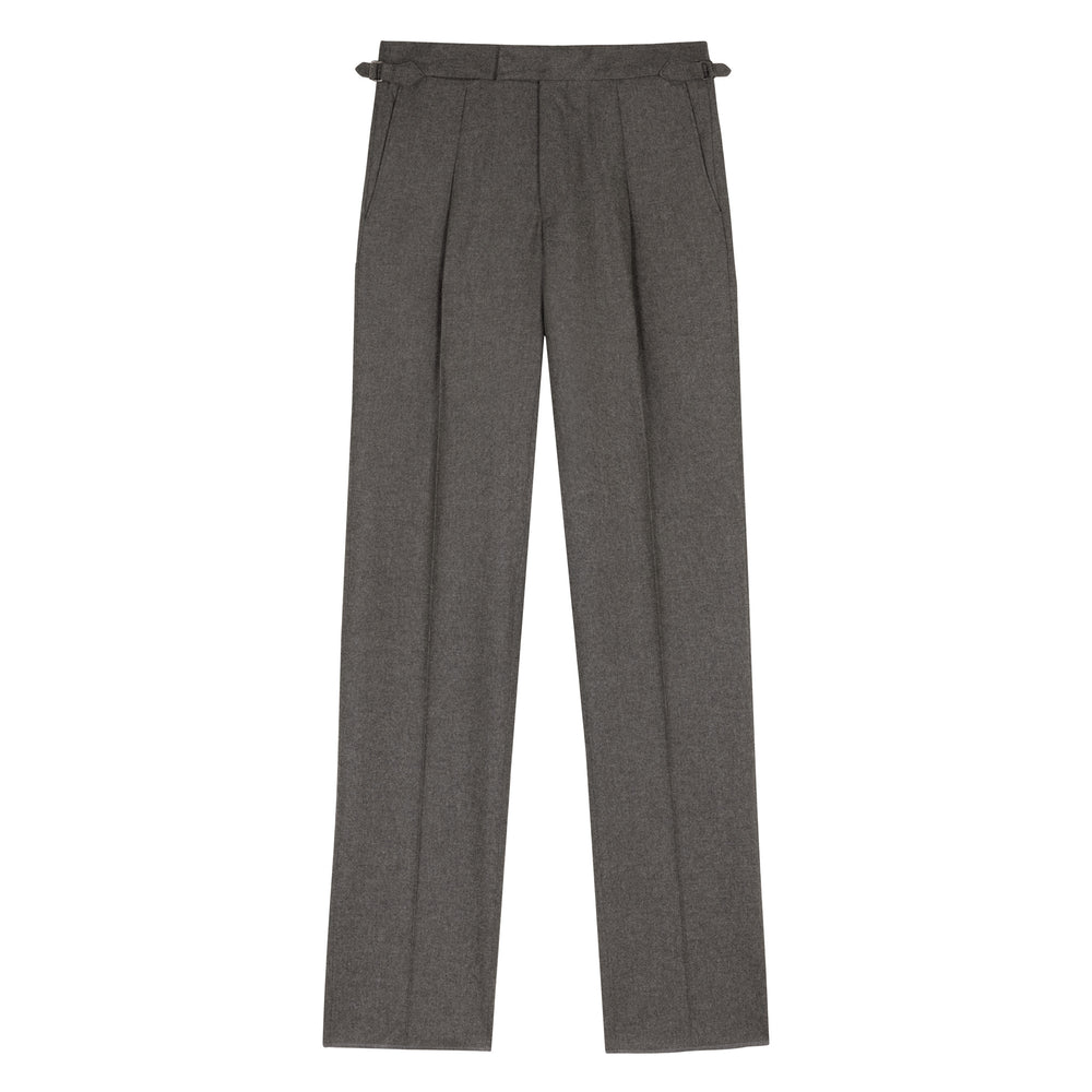 Duke Light Brown Wool Flannel Trousers-Kit Blake