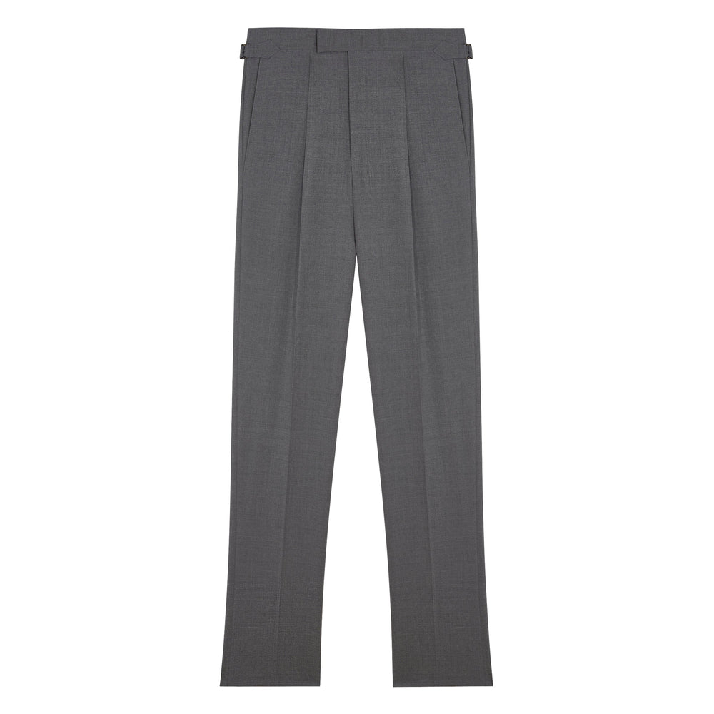 Duke Light Grey High-Twist Tropical Wool Trousers-Kit Blake-savilerowtrousers