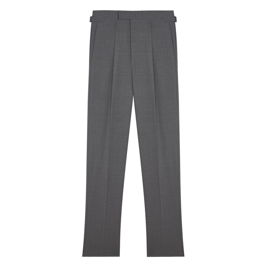 Duke Light Grey High-Twist Tropical Wool Trousers-Kit Blake-savilerowtrousers