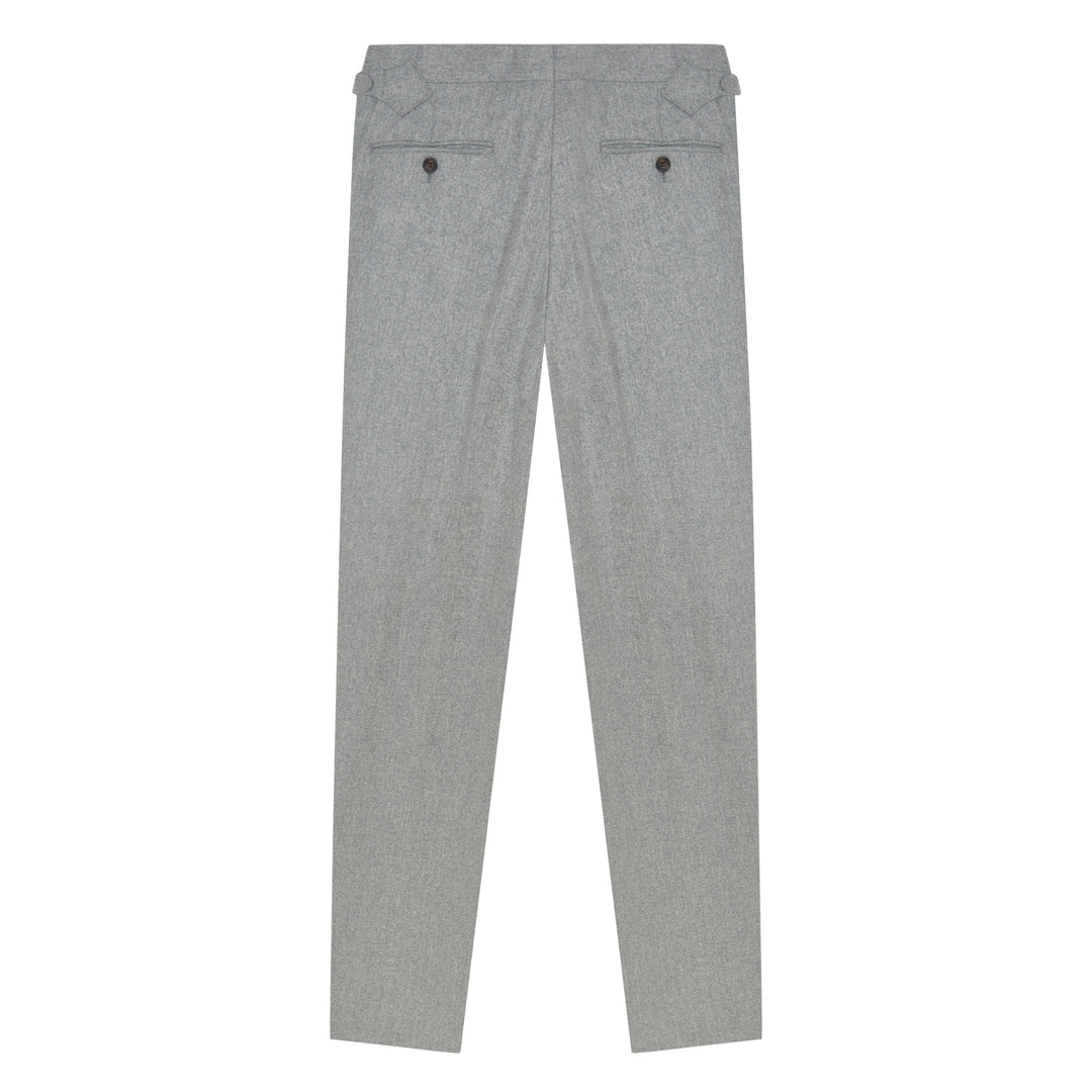 Duke Light Grey Wool Flannel Trousers