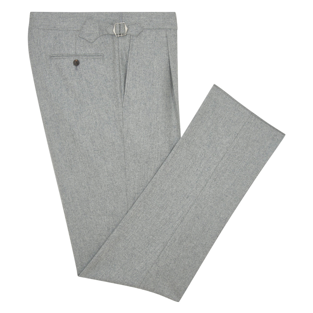 Duke Light Grey Wool Flannel Trousers