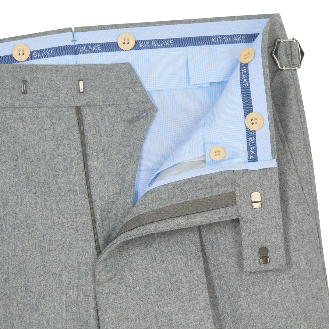 Duke Light Grey Wool Flannel Trousers