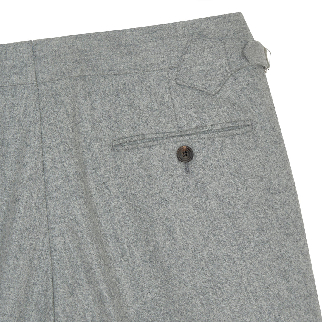 Duke Light Grey Wool Flannel Trousers